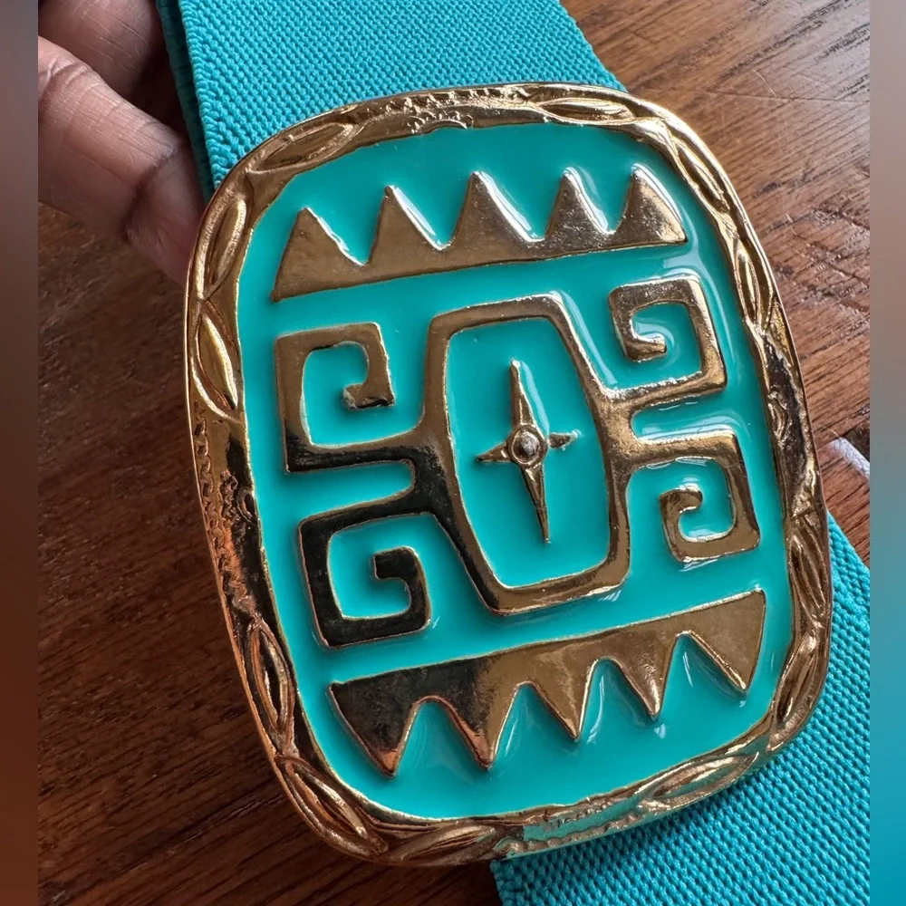 Vintage Omega Teal Stretchy‎ Belt